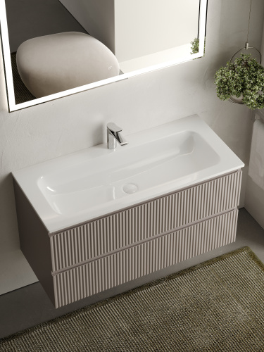 Тумба под раковину Sancos SNOB R SNR100SM 100х45х50 подвесная цвет бежевый - фото 4